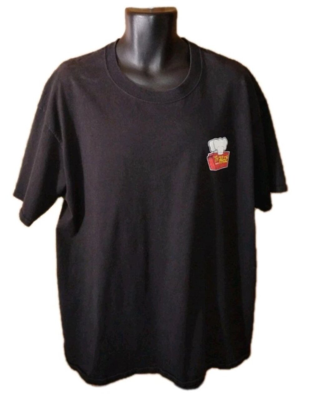 The Hat Restaurant Men’s Graphic T Shirt Short Sleeve Black Size 2XL